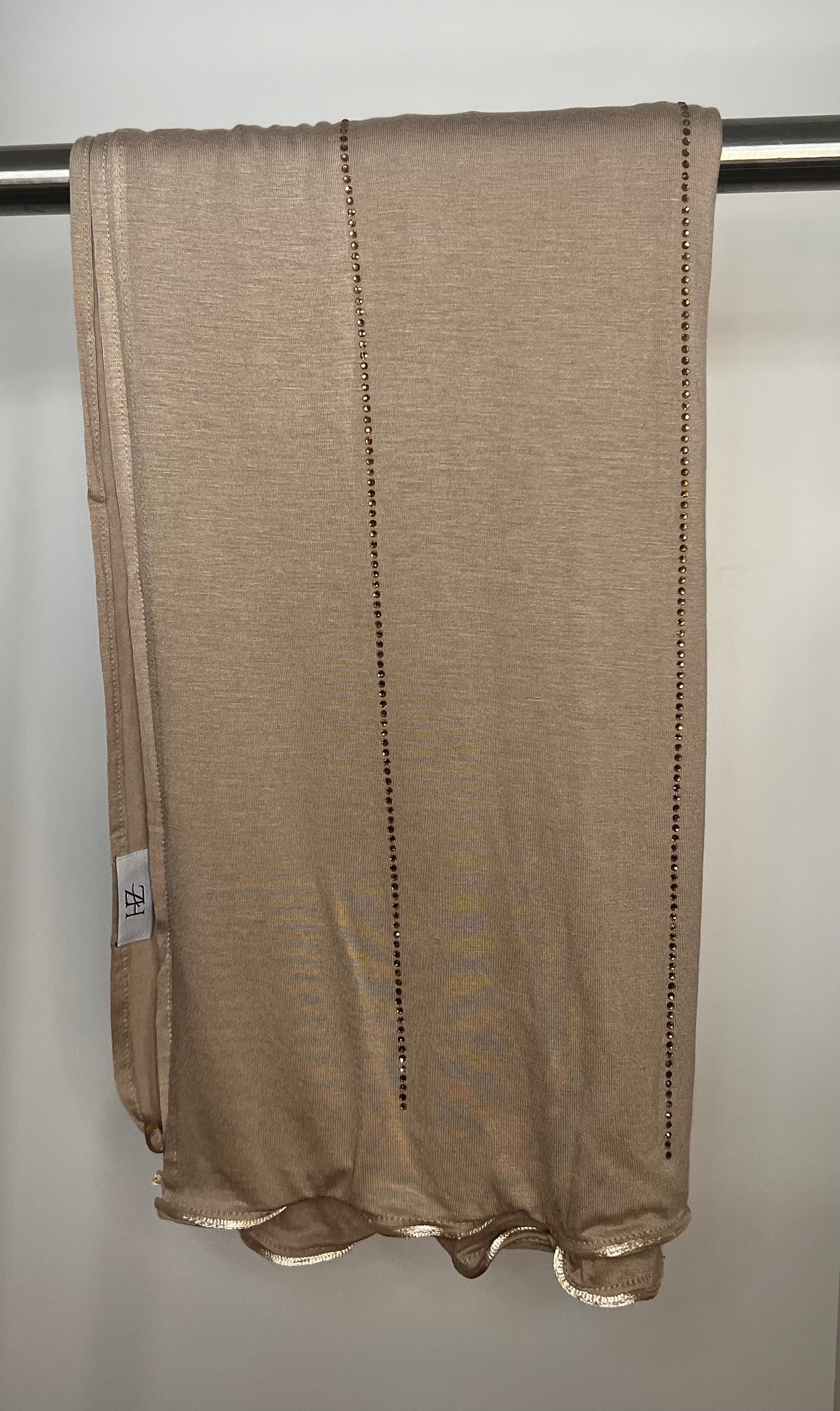 Hijab Jersey Luxury Strass Cappucino