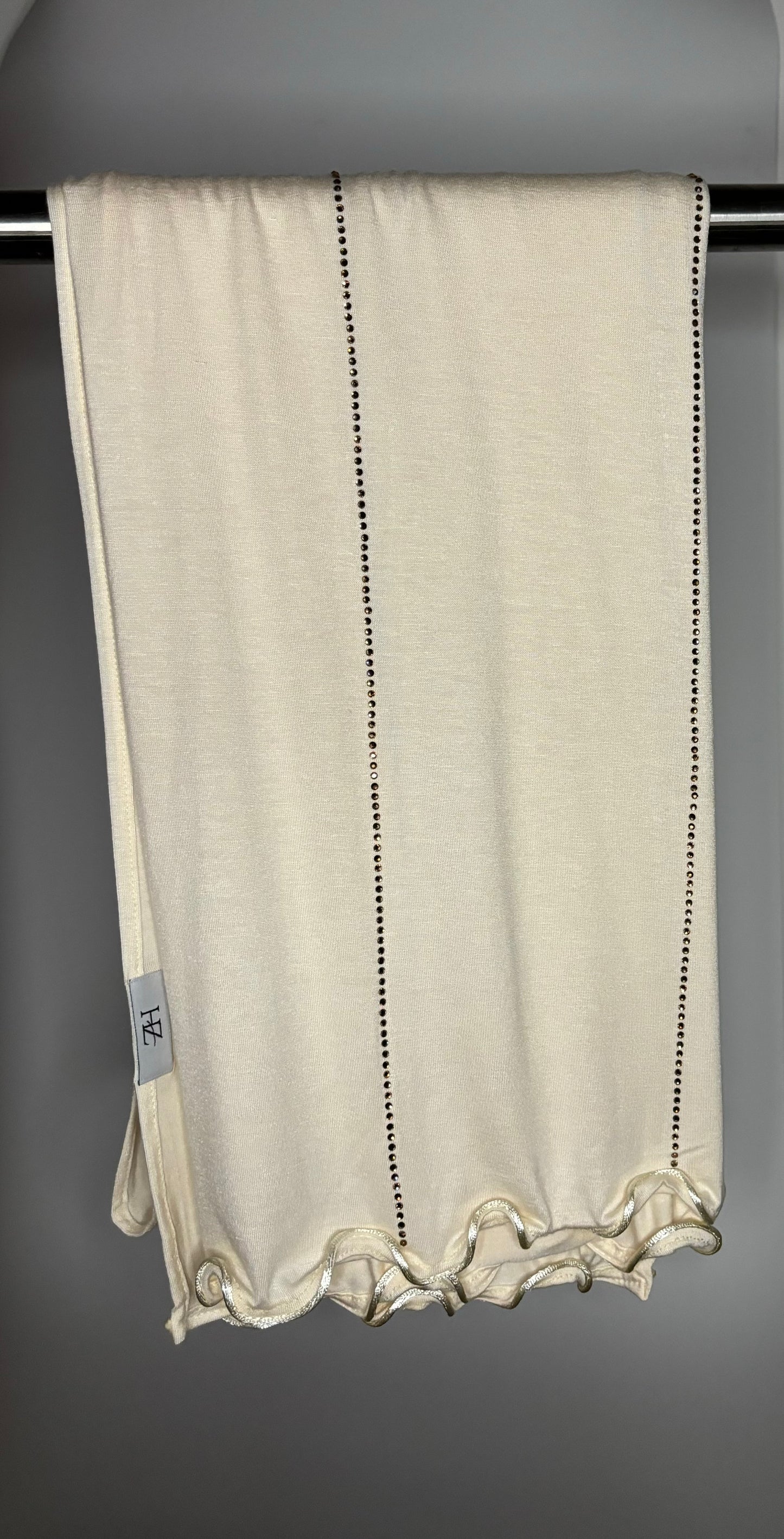 Hijab Jersey Luxury Strass Blanc Cassé