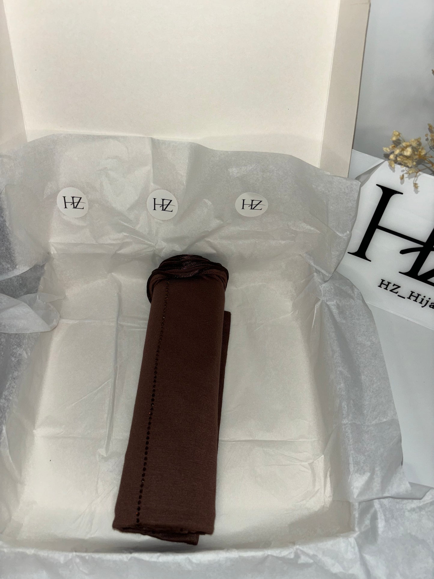 Hijab Jersey Luxury Strass Marron