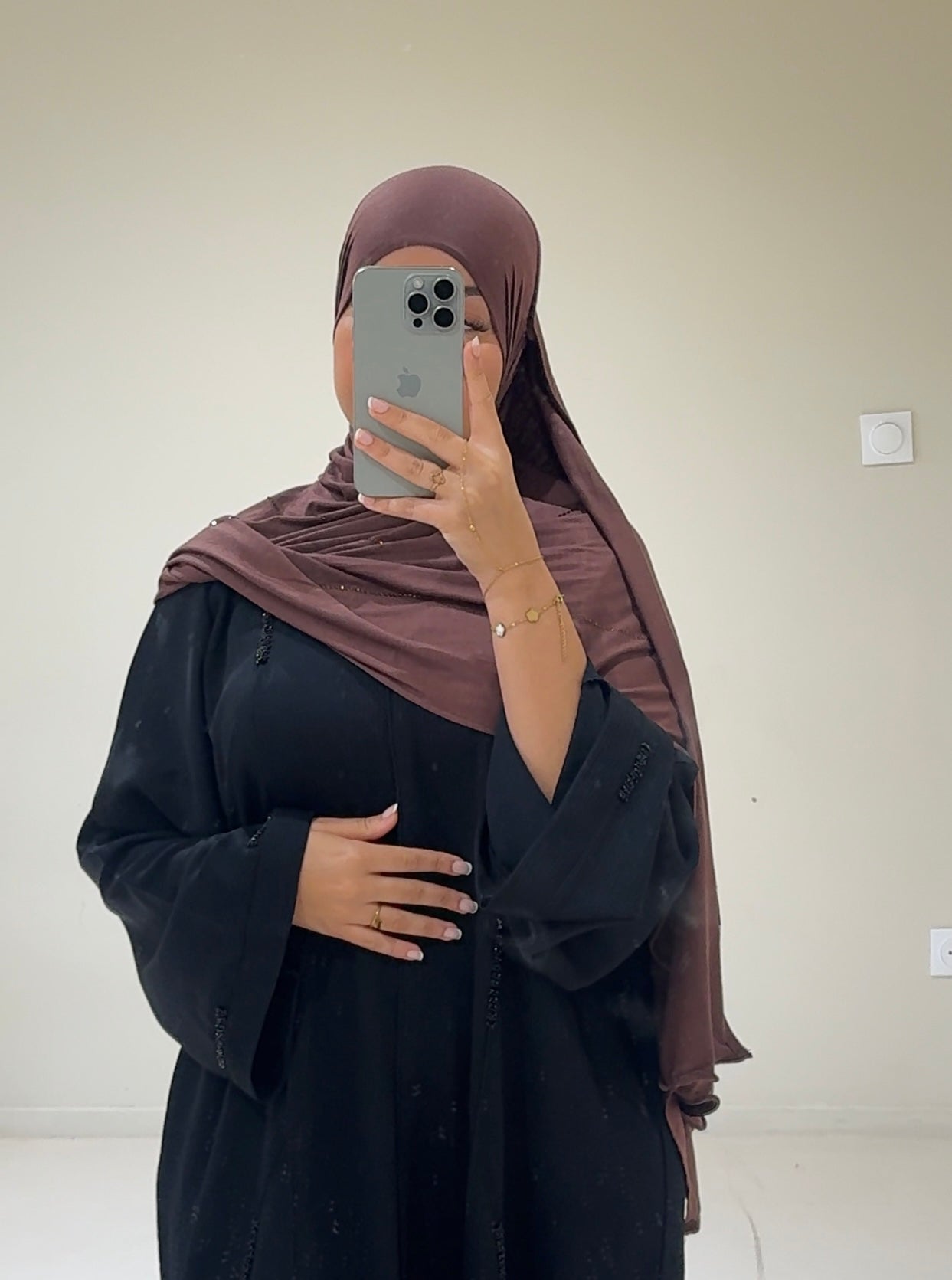 Hijab Jersey Luxury Strass Marron
