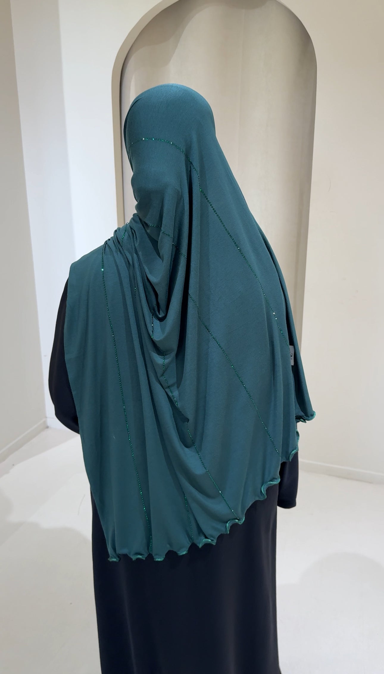 Hijab Jersey Luxury Strass Royal Green