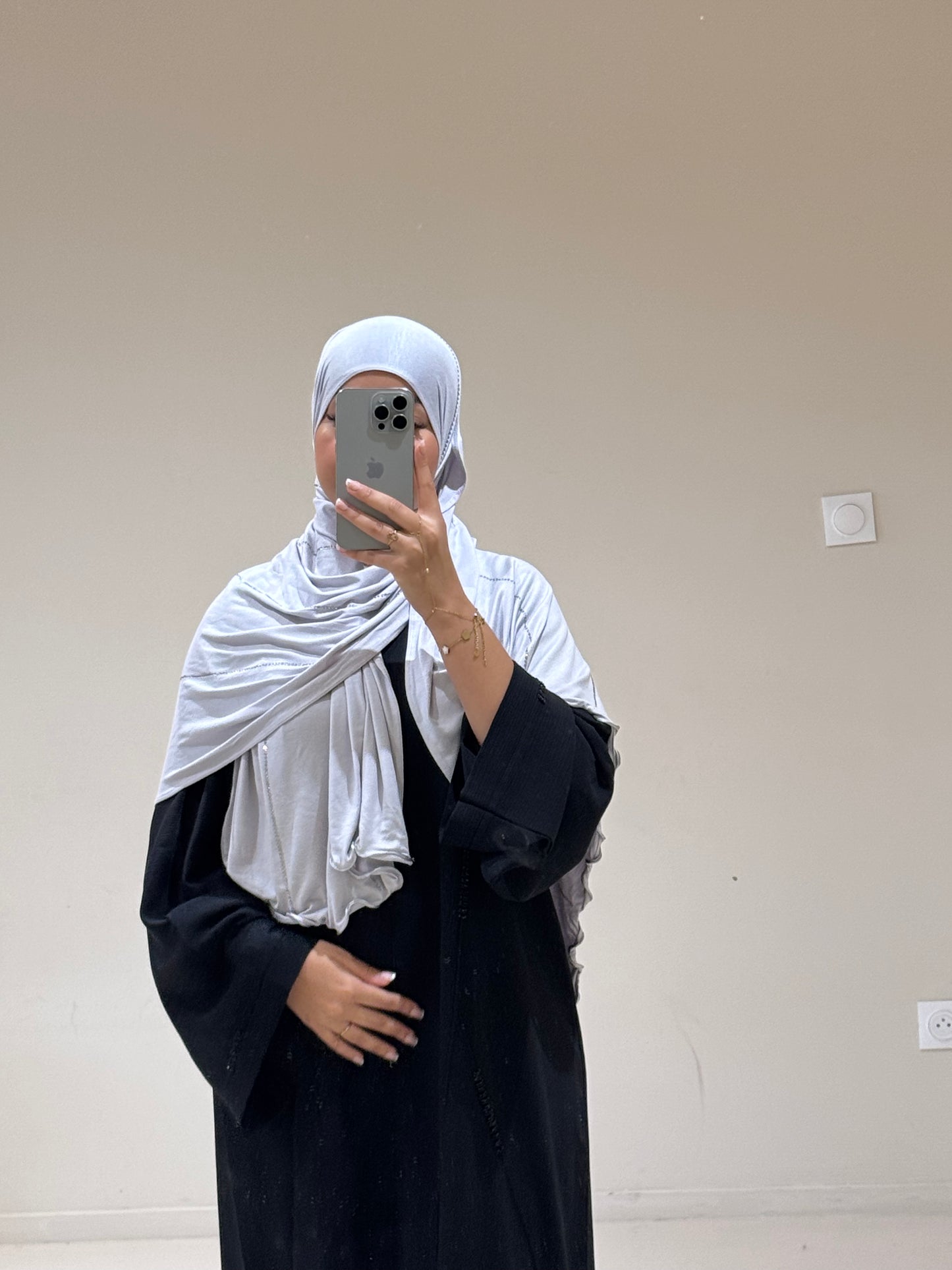 Hijab Jersey Luxury Strass Gris