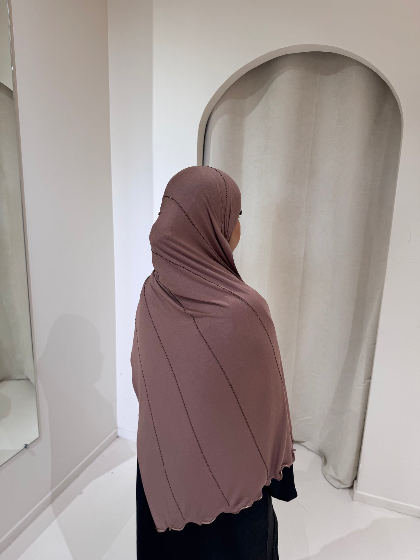 Hijab Jersey Luxury Strass Coffe