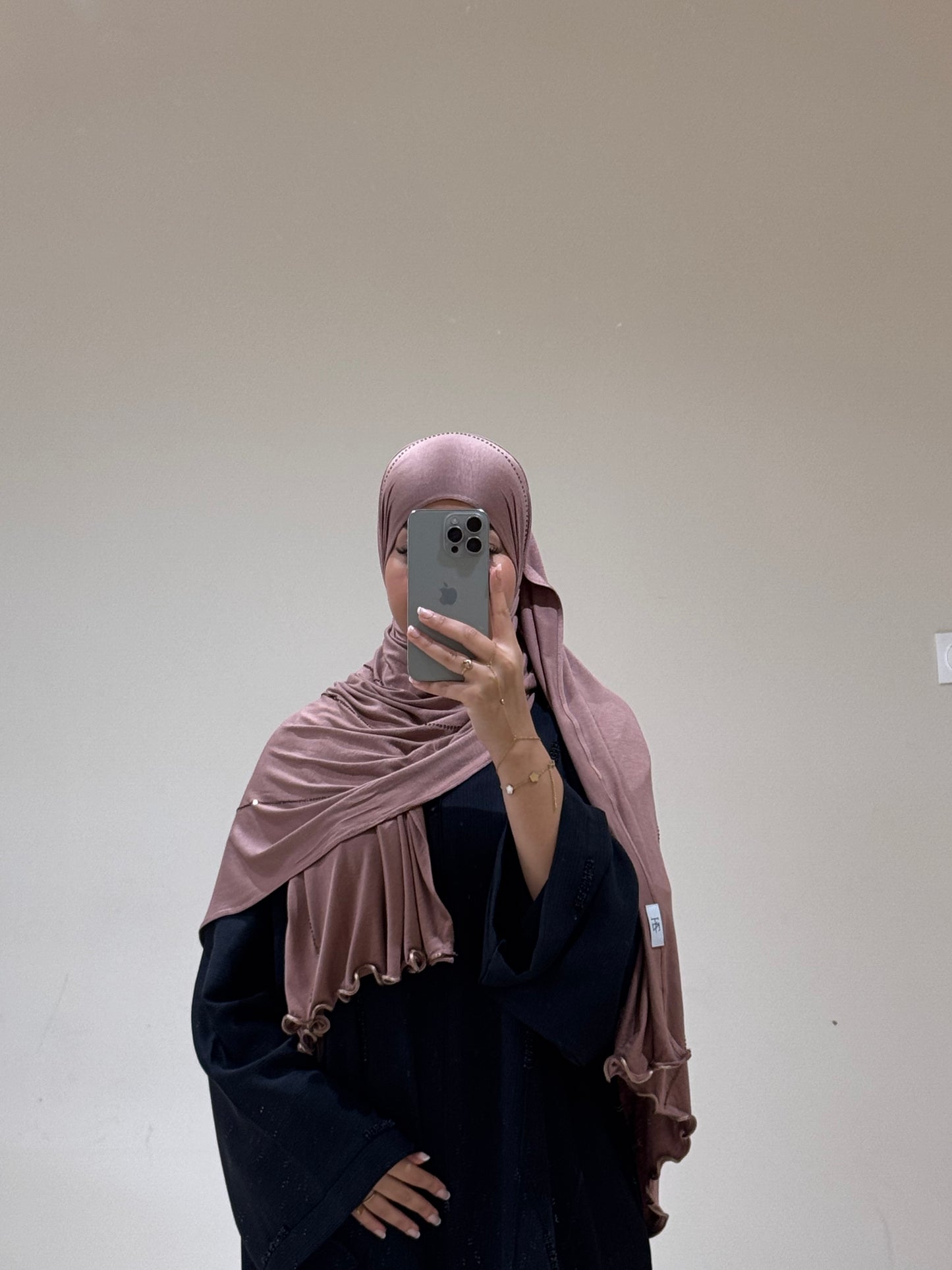 Hijab Jersey Luxury Strass Coffe