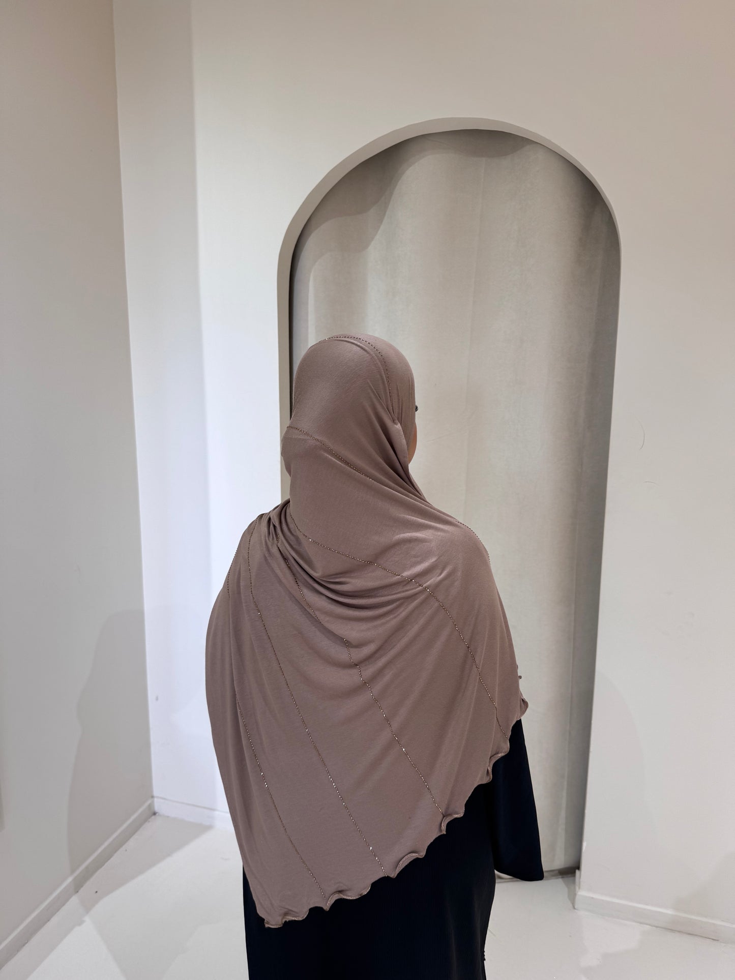 Hijab Jersey Luxury Strass Beige