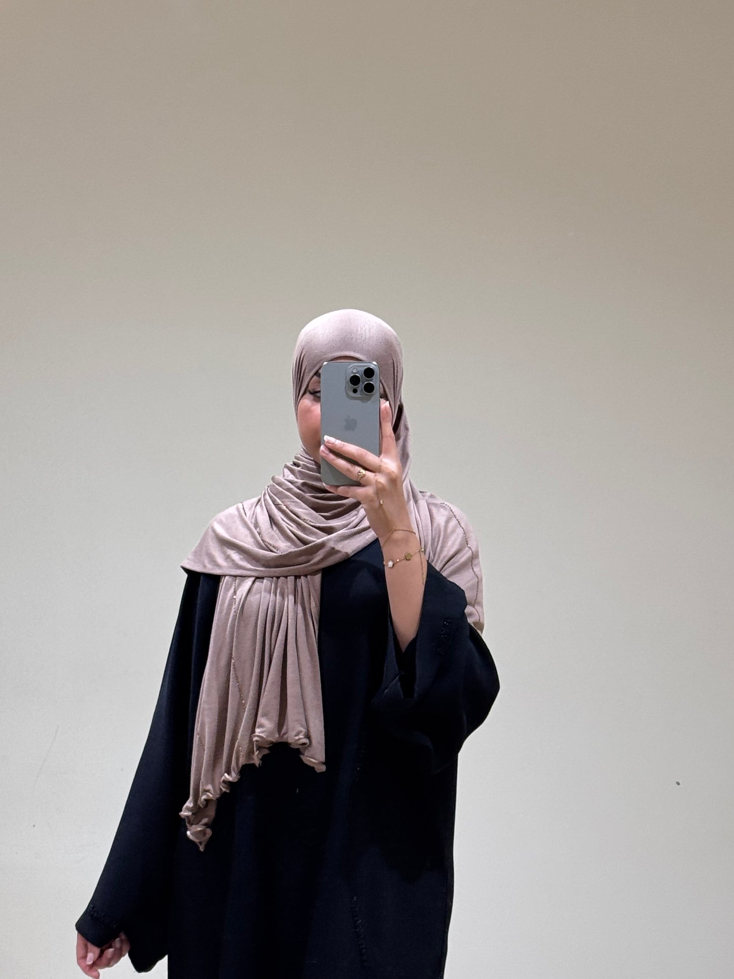Hijab Jersey Luxury Strass Beige