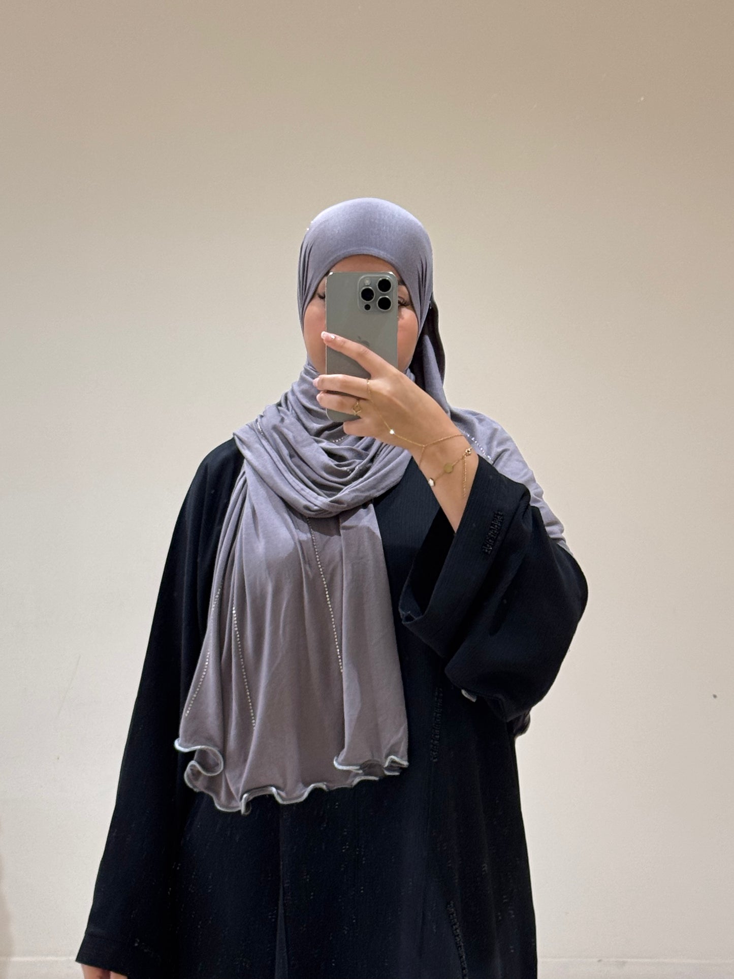 Hijab Jersey Luxury Strass Gris foncé