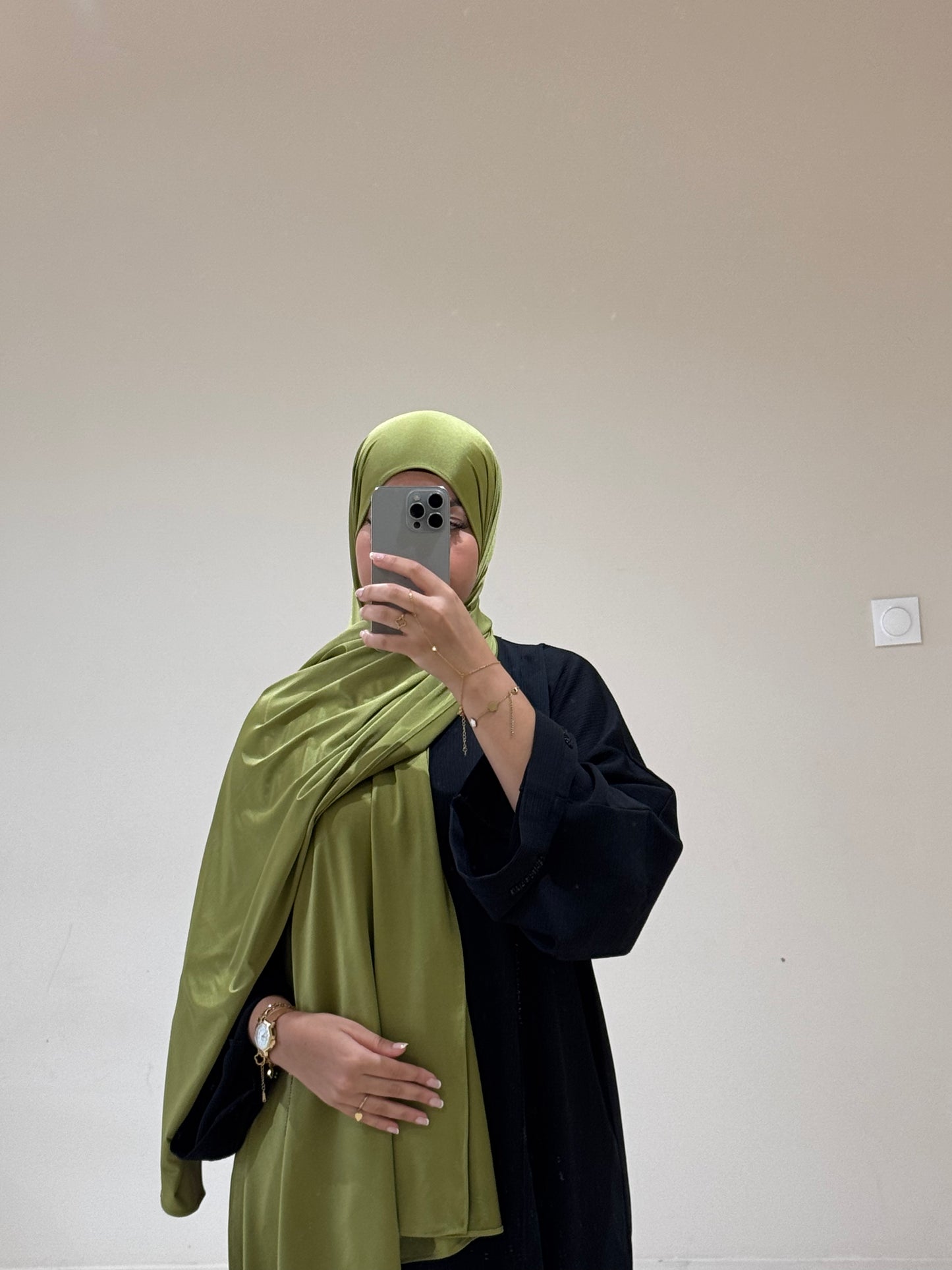 Hijab Jersey Premium Satiné Olive