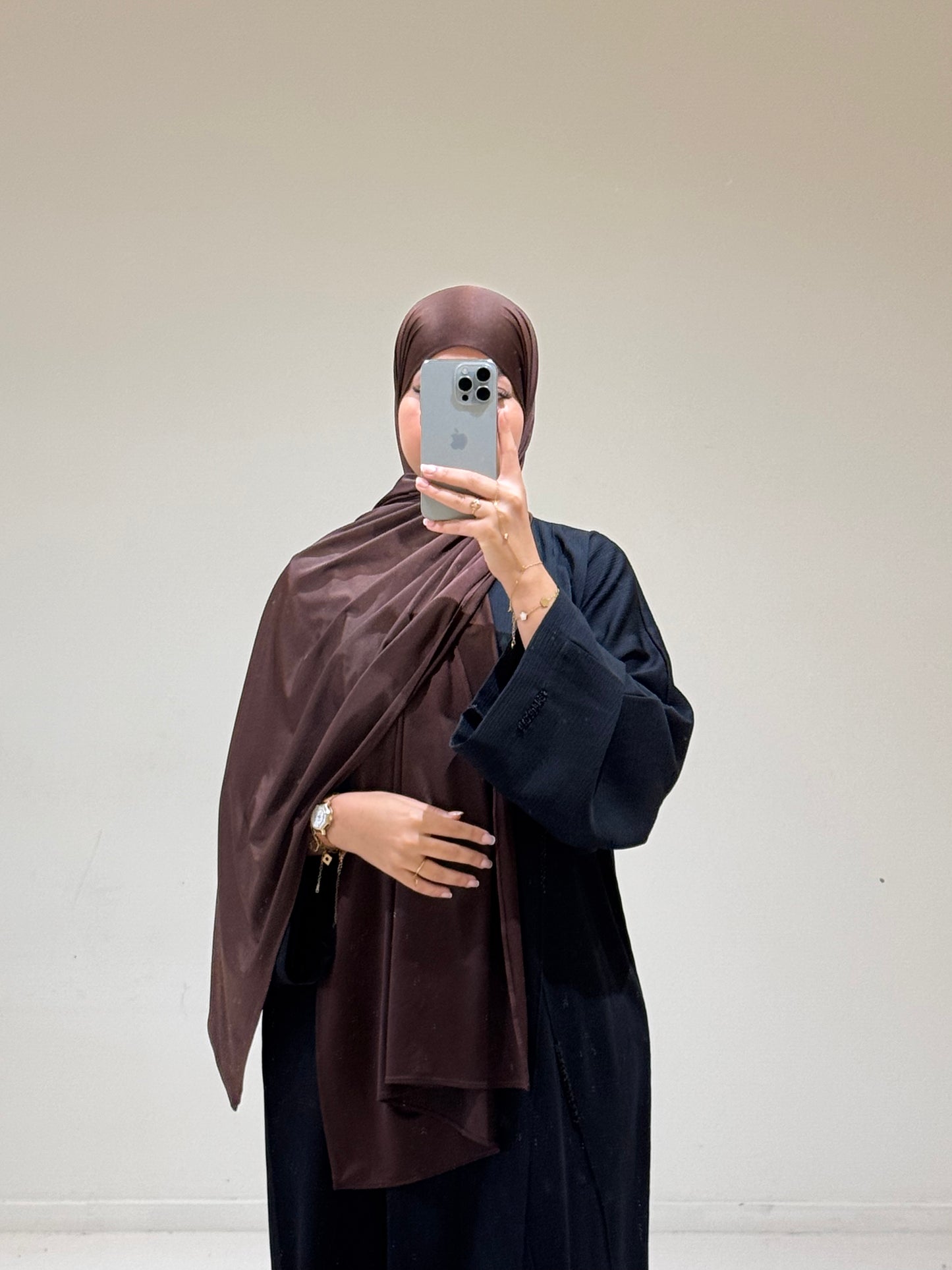Hijab Jersey Premium Satiné Marron
