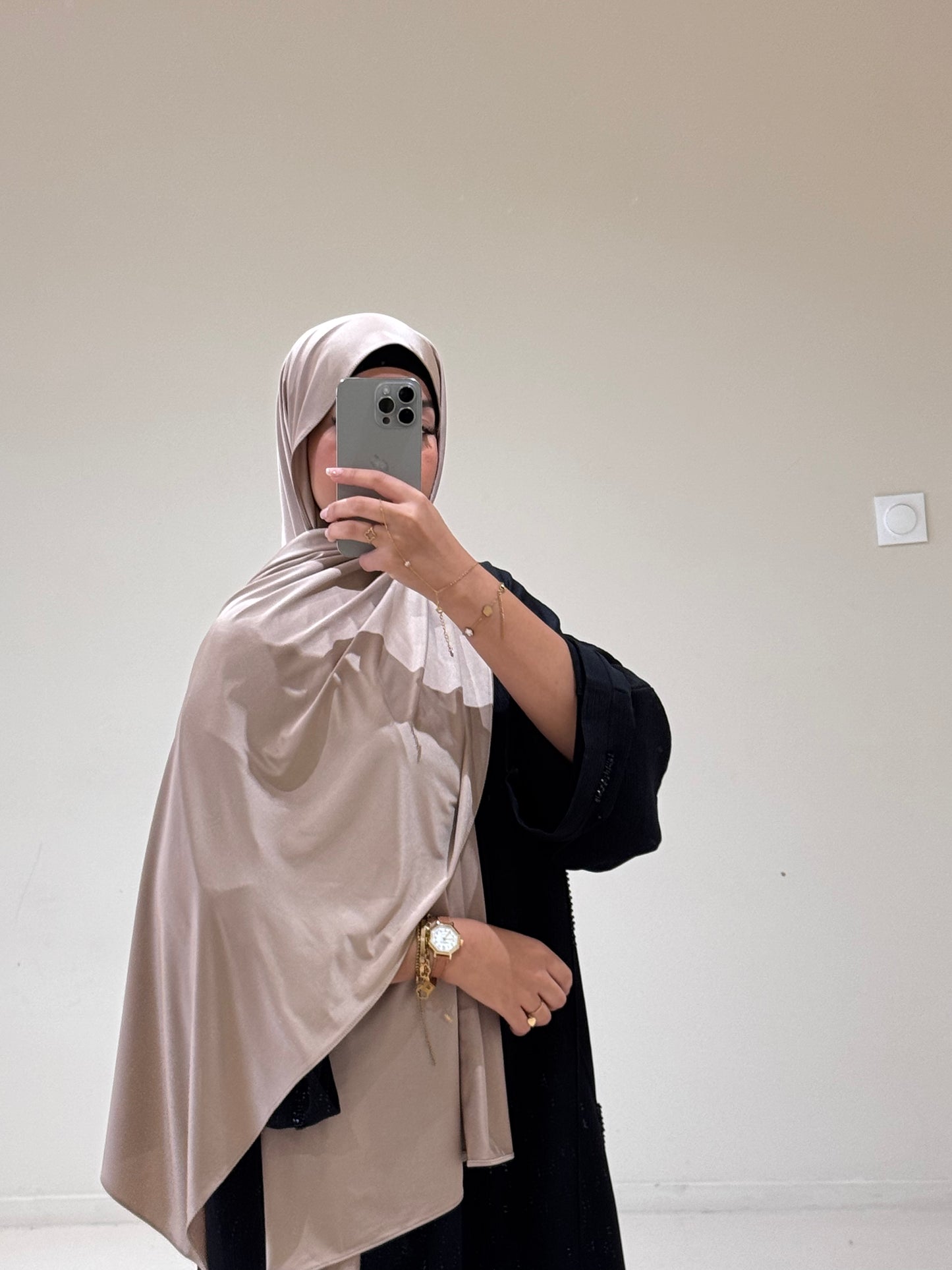 Hijab Jersey Premium Satiné Cappucino