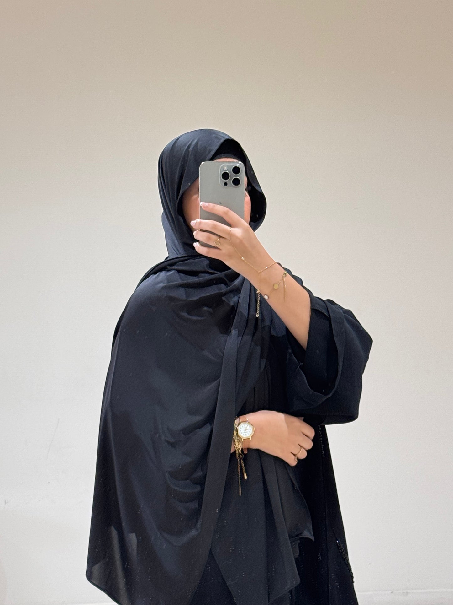 Hijab Jersey Premium Satiné Noir