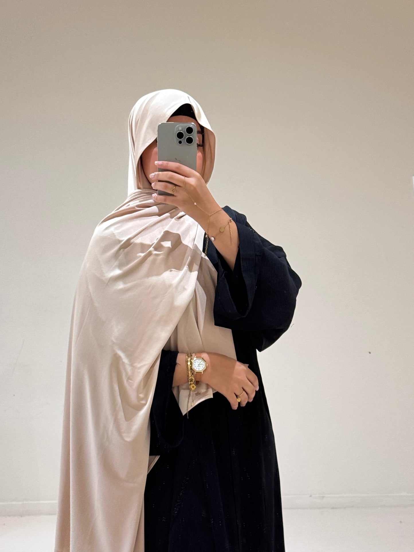 Hijab Jersey Premium Satiné Crème